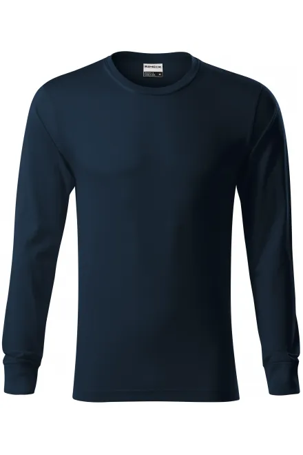 Levné odolné pánské tričko s dlouhým rukávem - tmavomodrá, S