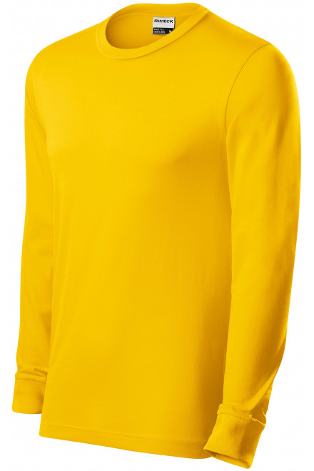 Levné odolné pánské tričko s dlouhým rukávem, žlutá