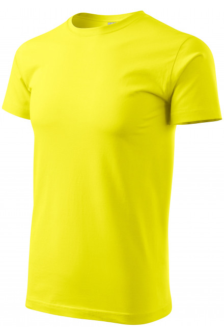 Levné pánské triko jednoduché, citrónová, levná trička s krátkými rukávy