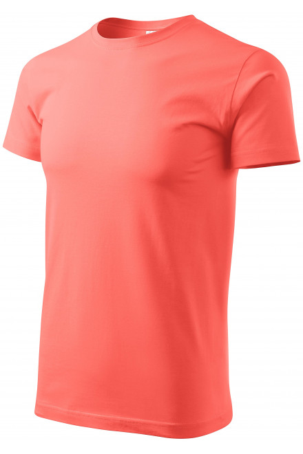 Levné pánské triko jednoduché, korálová