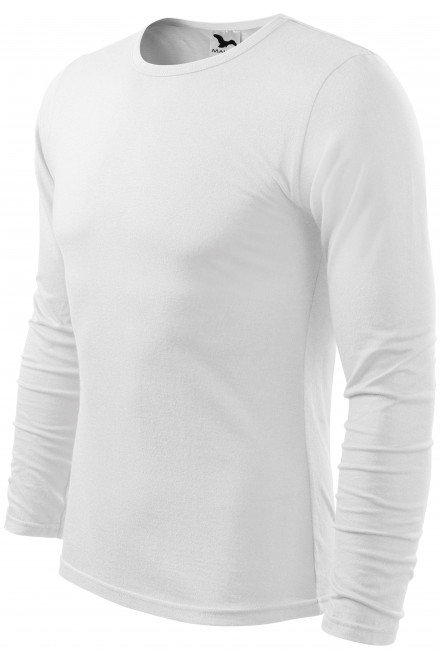 Levné pánské triko s dlouhým rukávem, bílá, levná trička s dlouhými rukávy