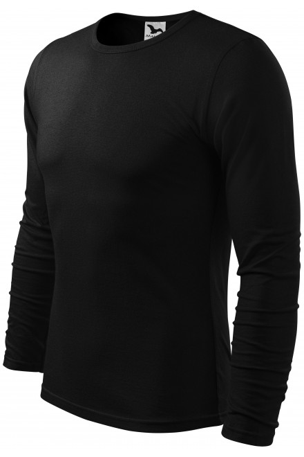 Levné pánské triko s dlouhým rukávem, černá, levná bavlněná trička