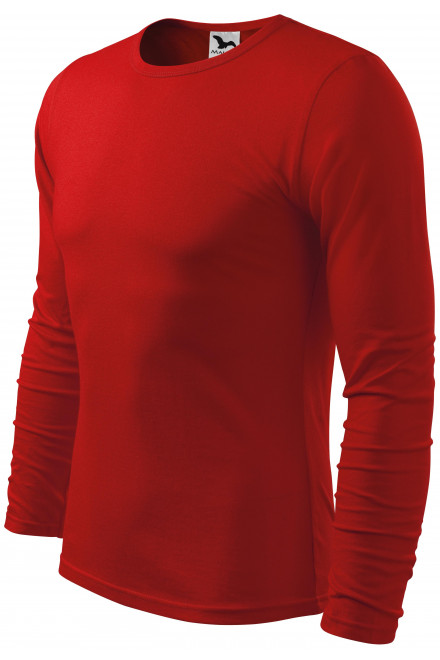 Levné pánské triko s dlouhým rukávem, červená, levná pánská trička