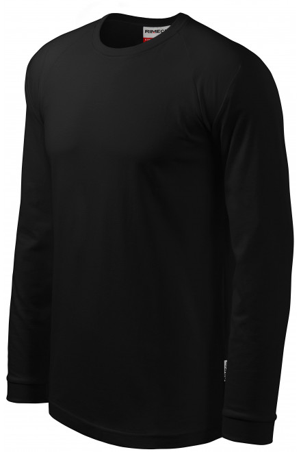Levné pánské triko s dlouhým rukávem, kontrastní, černá, levná pánská trička