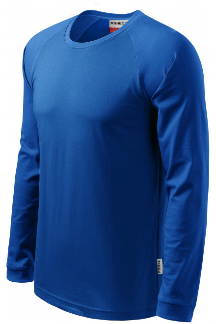Levné pánské triko s dlouhým rukávem, kontrastní, kráľovská modrá, levná jednobarevná trička