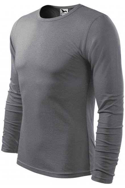Levné pánské triko s dlouhým rukávem, ocelovo sivá, levná jednobarevná trička