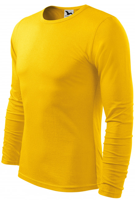 Levné pánské triko s dlouhým rukávem, žlutá