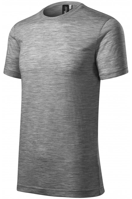 Levné pánské triko z Merino vlny, tmavěšedý melír, levná jednobarevná trička