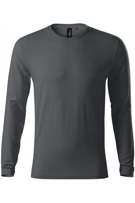 Levné přiléhavé pánské tričko s dlouhým rukávem - light antracite, L