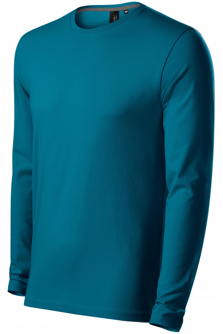 Levné přiléhavé pánské tričko s dlouhým rukávem, petrol blue
