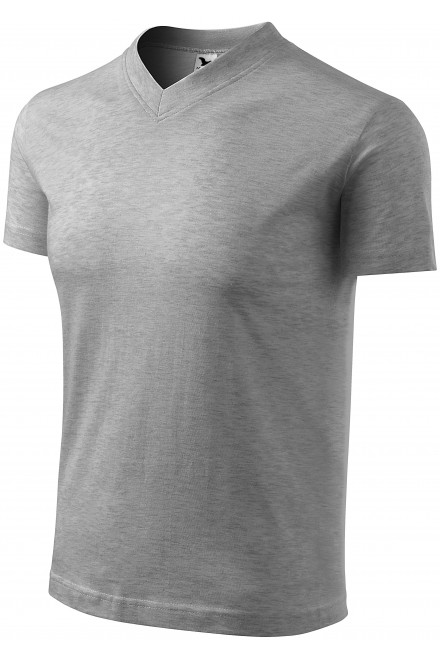 Levné tričko s krátkým rukávem, středně hrubé, tmavěšedý melír, levná jednobarevná trička