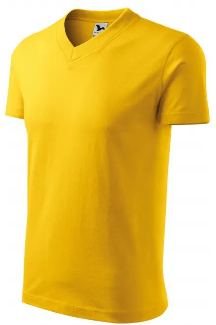 Levné tričko s krátkým rukávem, středně hrubé, žlutá