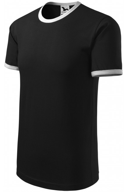 Levné unisex tričko kontrastní, černá, levná trička na potisk