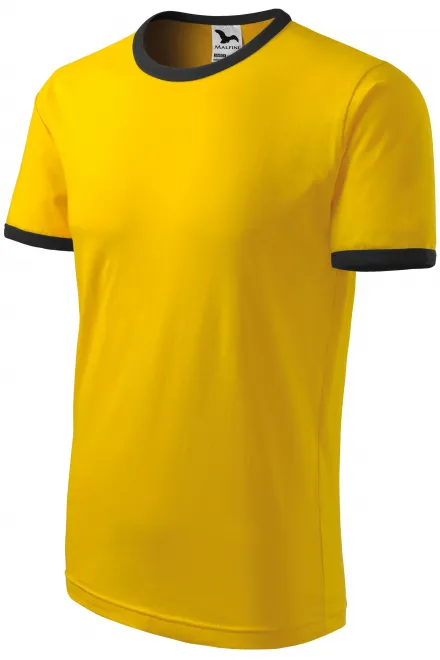 Levné unisex tričko kontrastní, žlutá