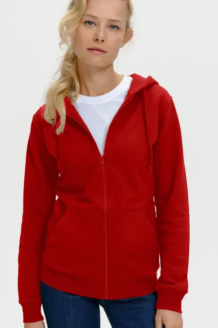 Levná dámská mikina s kapucí, červená