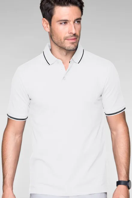 Levná pánská kontrastní polokošile, bílá