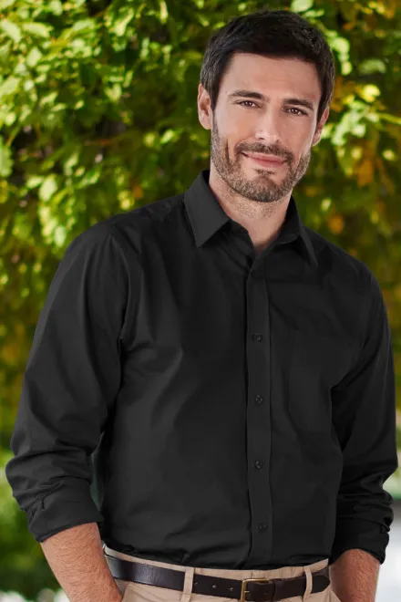 Levná pánská košile s dlouhým rukávem, černá