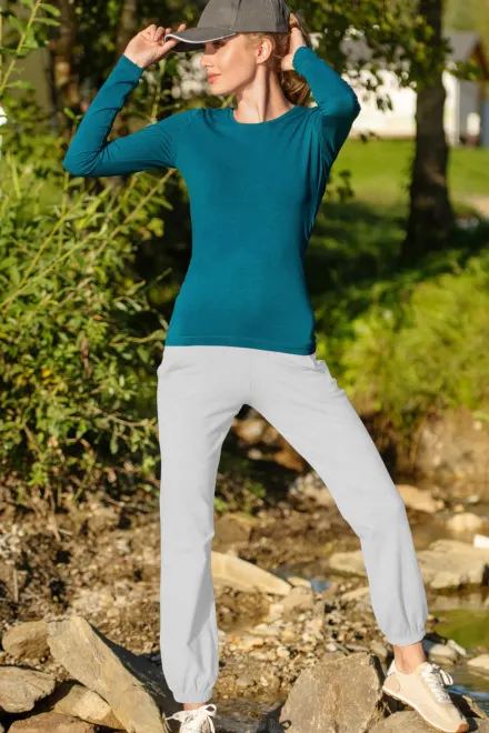 Levné dámské tepláky s kapsami, bílá