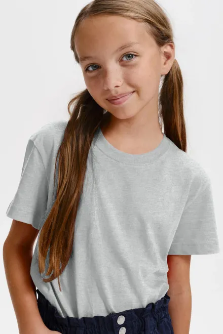 Levné dětské tričko klasické, světlešedý melír