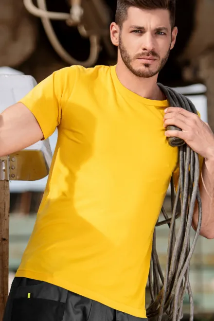 Levné odolné pánské tričko tlustší, žlutá