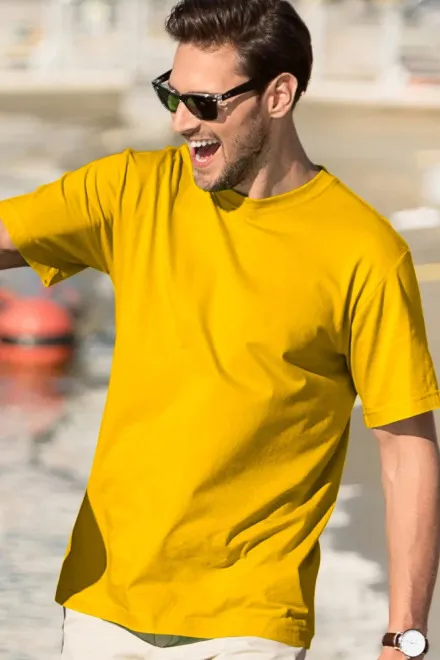 Levné pánské triko klasické, žlutá
