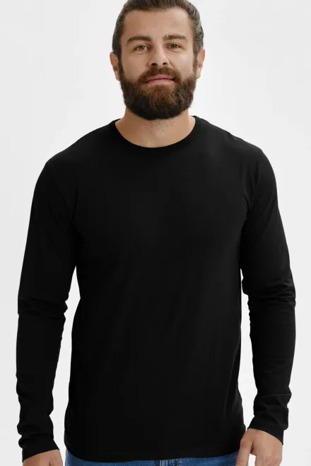 Levné pánské triko s dlouhým rukávem, černá