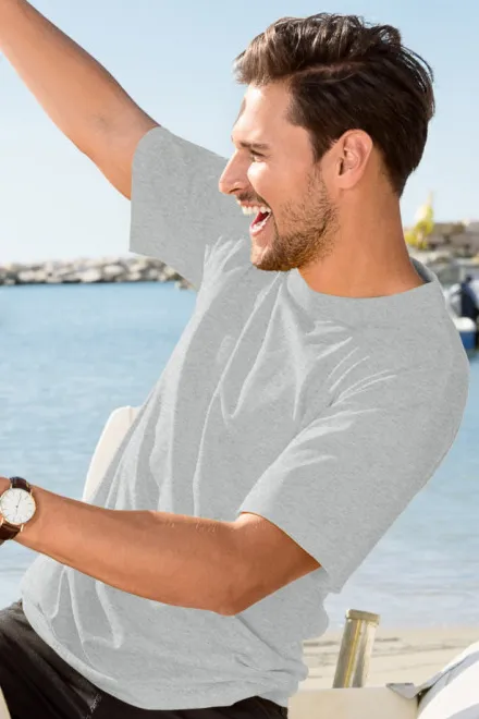 Levné tričko klasické, světlešedý melír