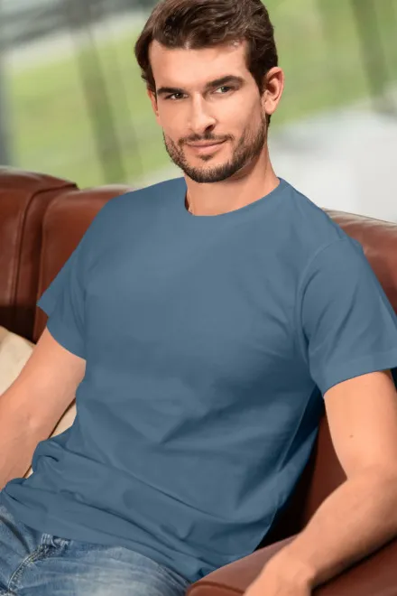 Levné tričko vyšší gramáže unisex, denim