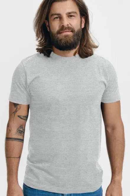 Levné tričko vyšší gramáže unisex, světlešedý melír