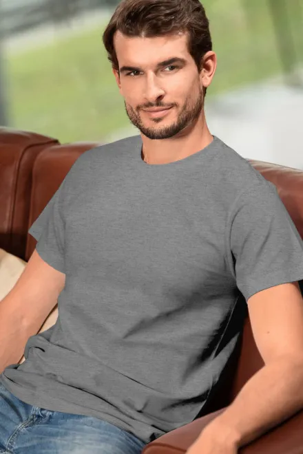 Levné tričko vyšší gramáže unisex, tmavěšedý melír