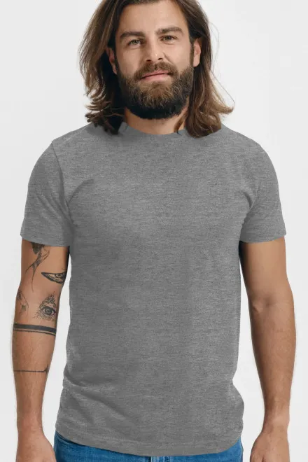 Levné tričko vyšší gramáže unisex, tmavěšedý melír