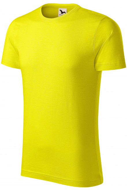 Pánské triko, strukturovaná organická bavlna, citrónová, levná bavlněná trička