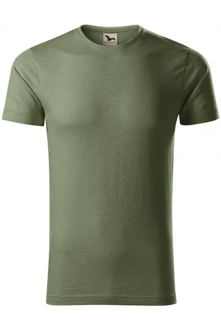 Pánské triko, strukturovaná organická bavlna - khaki, M