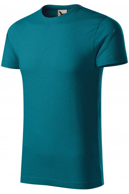 Pánské triko, strukturovaná organická bavlna, petrol blue, levná trička s krátkými rukávy