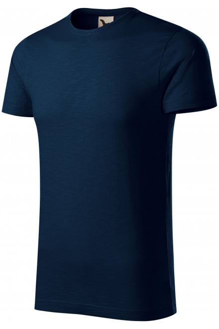 Pánské triko, strukturovaná organická bavlna, tmavomodrá, levná trička s krátkými rukávy
