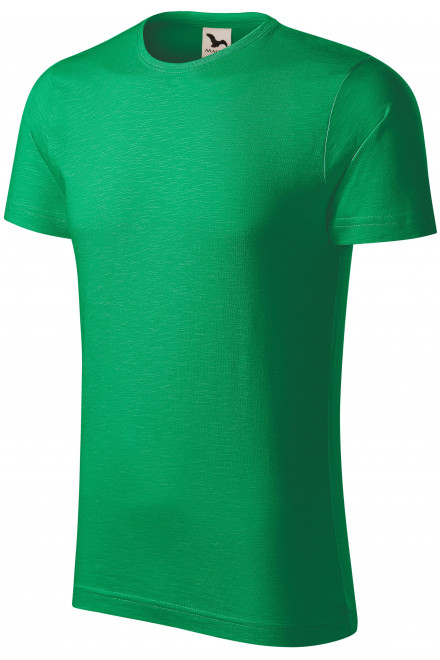 Pánské triko, strukturovaná organická bavlna, trávově zelená, levná bavlněná trička