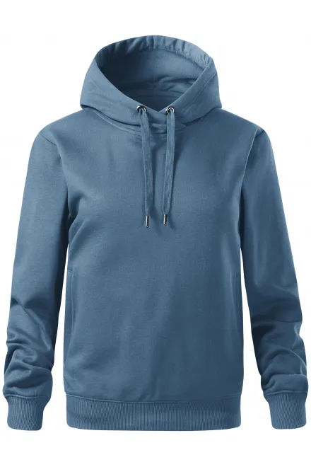 Pohodlná dámská mikina s kapucí - denim, XS
