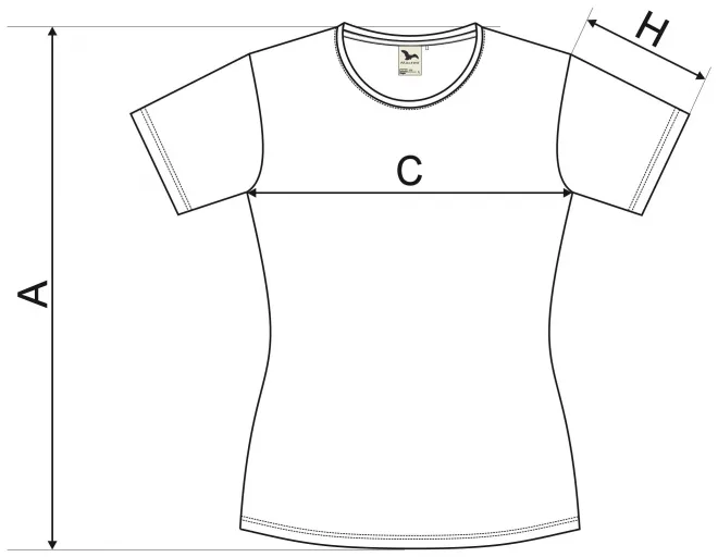 Dámské triko, organická bavlna - tabulka velikostí