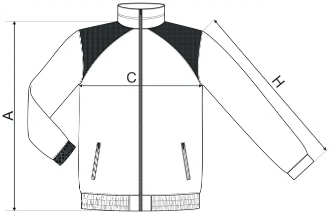 Levná bunda sportovní - tabulka velikostí