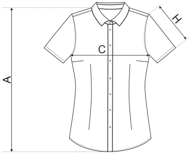 Levná dámská halenka Slim fit - tabulka velikostí