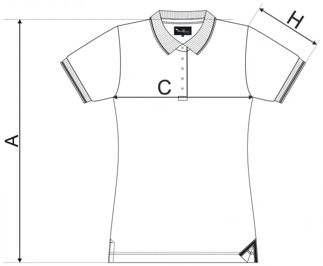 Levná dámská polokošile s krátkým rukávem - tabulka velikostí