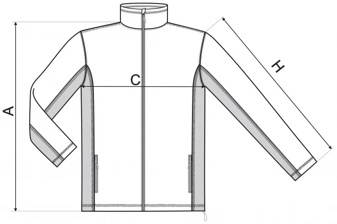 Levná dětská fleecová bunda kontrastní - tabulka velikostí