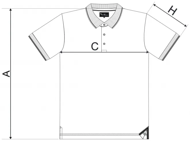 Levná pánská kontrastní polokošile - tabulka velikostí