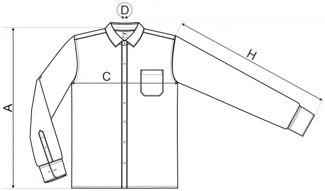 Levná pánská košile s dlouhým rukávem - tabulka velikostí