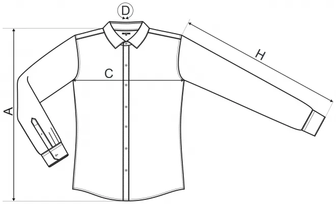 Levná pánská košile s dlouhým rukávem slim fit - tabulka velikostí