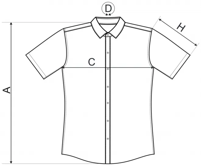 Levná pánská košile Slim fit - tabulka velikostí