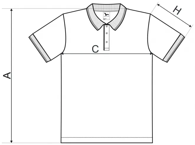 Levná pánská polokošile kontrastní - tabulka velikostí