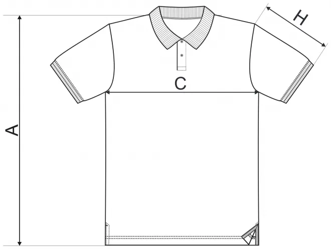 Levná pánská polokošile s límcem nahoru - tabulka velikostí