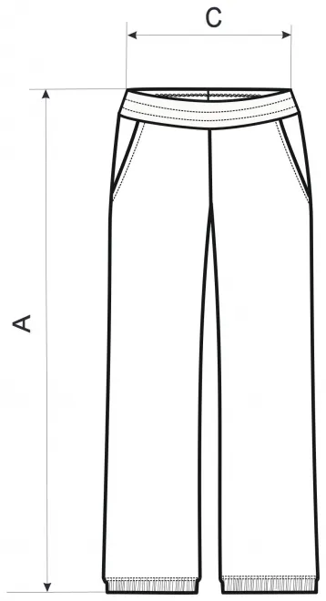 Levné dámské tepláky s kapsami - tabulka velikostí