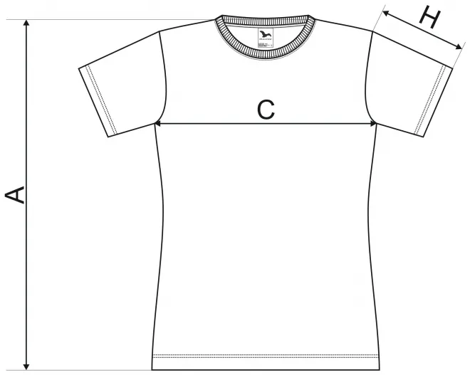 Levné dámské triko klasické - tabulka velikostí